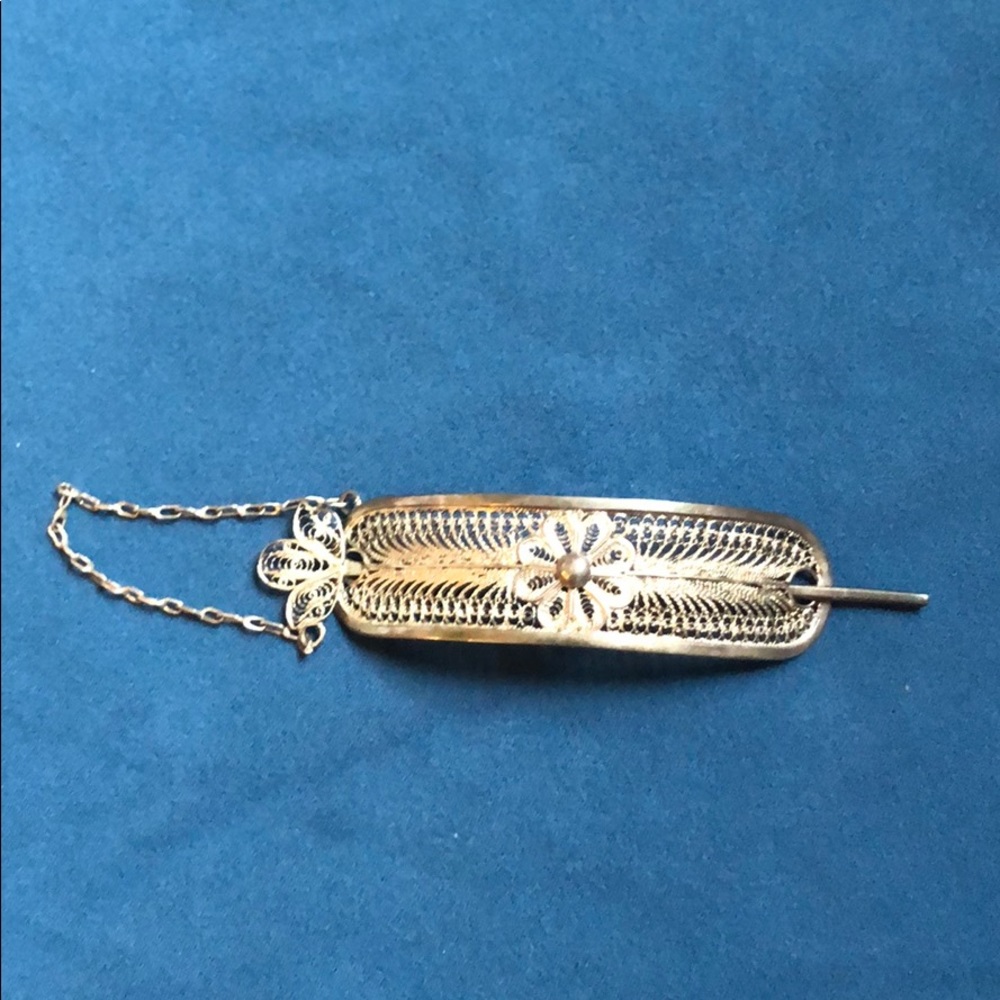 Vintage sterling filigree hair clip